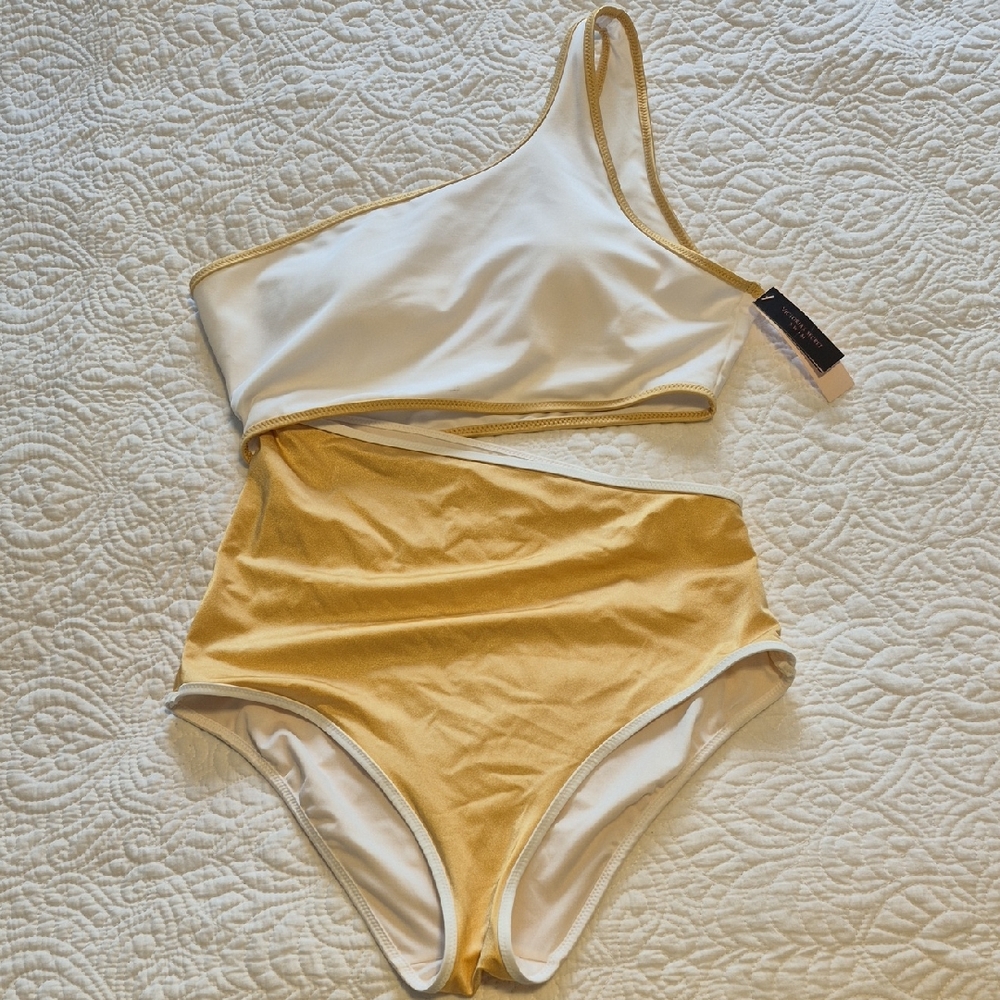 Victoria's Secret White and Gold Swimsuit